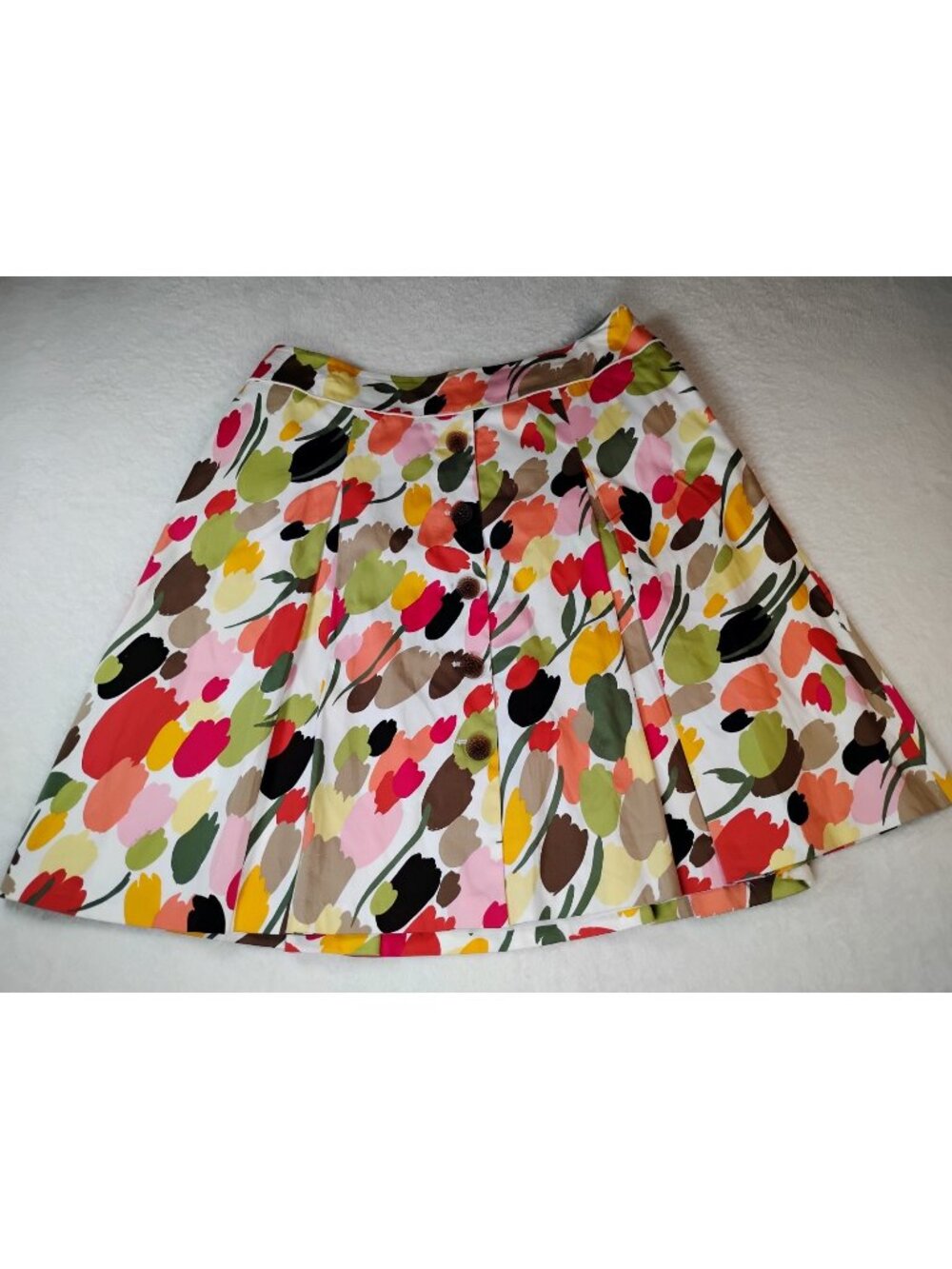 Talbots Petites Floral Pleated Skirt Midi Stretch Lined Church Party Event 14W